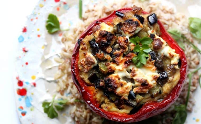 Stuffed Red Bell Pepper- Instagram Truefoodsblog