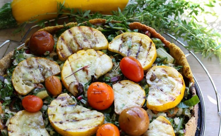 Colourful Grilled Garden Vegetables Herb Tart