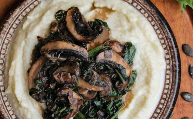 Cauliflower_Purée_with_Miso_Mushroom_Spinach_Truefoodsblog